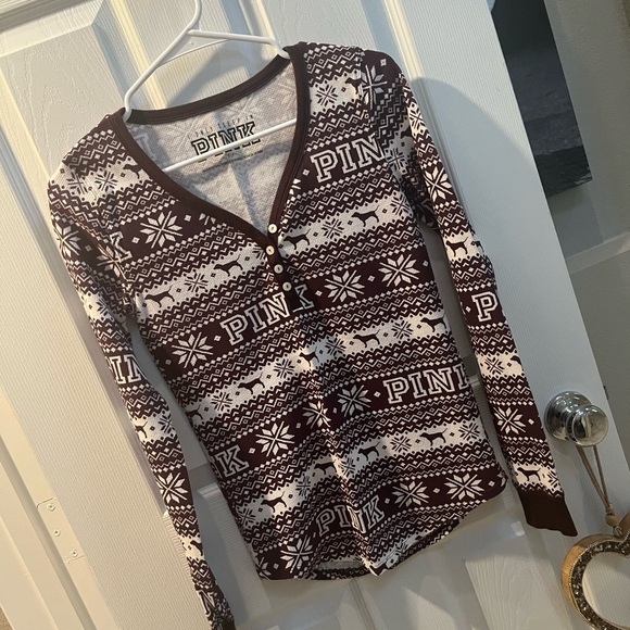 VS pink thermal pajama shirt size small new no tags - Picture 4 of 7